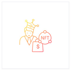 NFT buyer gradient icon. Gain possession original digital file. Buying NFT files. Digitalization concept. Isolated vector illustration.Suitable to banners, mobile apps and presentation