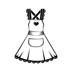 Model of bib apron for women with a pocket with lace
