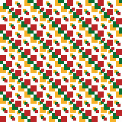 Abstract graphics seamless of yellow,red,green square are overlay in the diagonal line. Big and small three square overlapping .Vector design creative for fabric, wrapping, textile, wallpaper,apparel