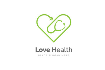 Stethoscope icon with heart shape. Health and medicine symbol