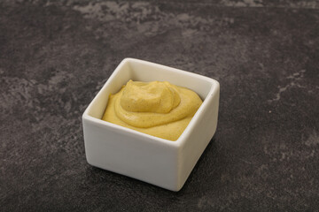 Dijon mustard sauce in the bowl
