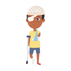 boy with broken leg and arm