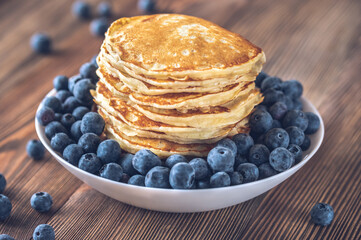 Pancakes with fresh blueberries