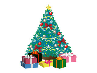 プレゼントボックスとクリスマスツリー