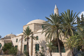 Fototapeta na wymiar Exterior of Hala Sultan Tekke, Larnaca, Cyprus.