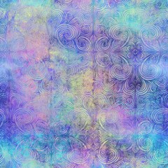Seamless iridescent rainbow light pattern for print. High quality illustration. Swirly mix of pastel colors resembling holographic foil. Fantasy spectrum mermaid fantastical pattern for print.