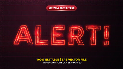 red alert electric glow bold editable text effect - obrazy, fototapety, plakaty