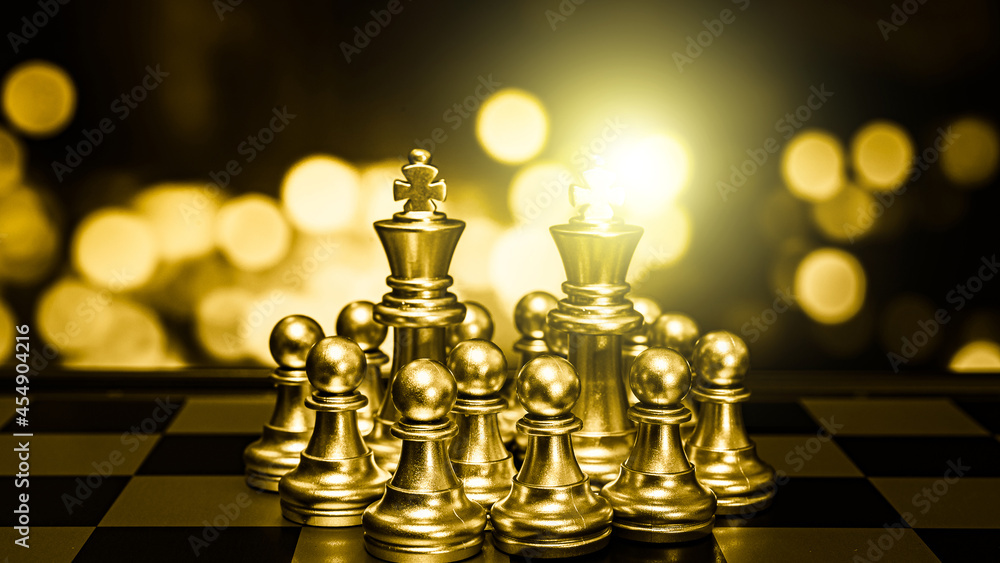 Poster chess board game to represent the business strategy with competition in the world market. and find o
