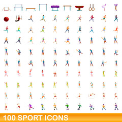 100 sport icons set. Cartoon illustration of 100 sport icons vector set isolated on white background