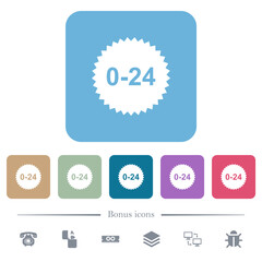 Fototapeta premium 24 hours sticker flat icons on color rounded square backgrounds