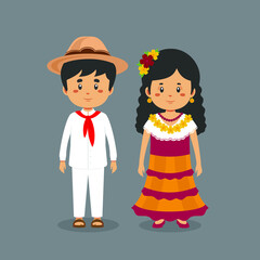 Couple Character Wearing Mexican National Dress