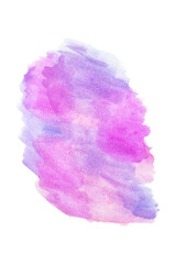 Stain of watercolor paint pink and blue isolated on white. Background for text. Vector illustration