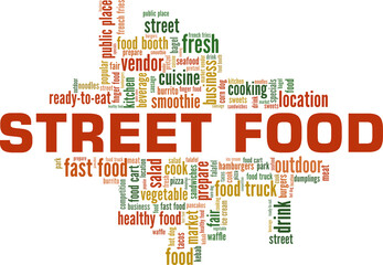 Street Food vector illustration word cloud isolated on a white background.