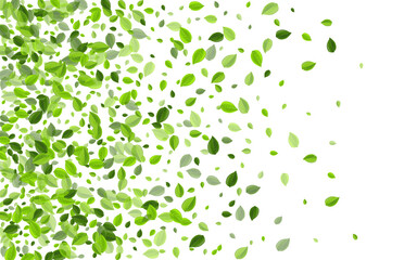 Swamp Greens Tree Vector Pattern. Flying Leaves