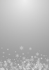 White Snowfall Vector Grey Background. Grey