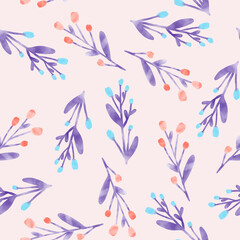 Fototapeta na wymiar Watercolor Floral Pattern. Floral print collage, seamless floral pattern. decorative elements for design and creativity. Seamless floral pattern. Watercolor. ​Nature concept. 