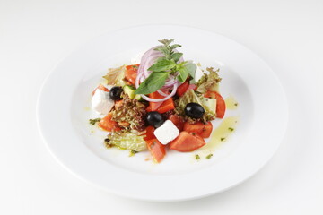 fresh vegetable salad isolated on white background