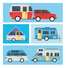 camper trailer symbol collection