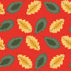 Autumn leaves background seamless pattern for Background and Wallpaper. Perfect for wallpaper, gift paper, pattern fills, web page background, autumn greeting cards. Vector illustration