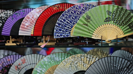 Unfolded-painted-paper handfans. Chinese calligraphy-ink painting supply store in Shuyuanmen Street-Xi'an-China-1547