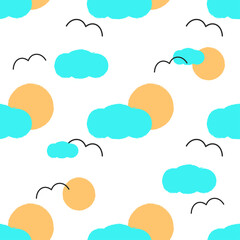 Sky seamless background vector illustration. Kids concept. Fabric pattern. Decorative print.