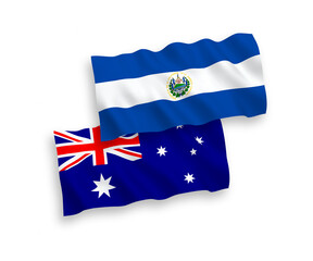 Flags of Australia and Republic of El Salvador on a white background