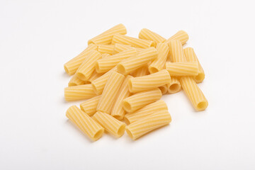 Pasta Rigatoni on a white background