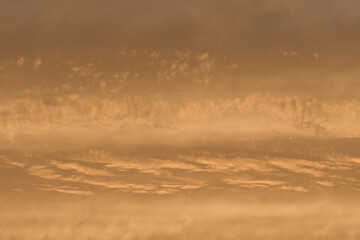 Golden sunset sky, telephoto perspective gives abstract background