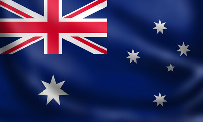 National Flag of  Australia. 3D rendering waving flag High quality image. Original colors, sizes and shapes.