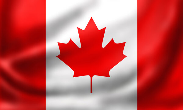 National Flag of  Canada. 3D rendering waving flag High quality image. Original colors, sizes and shapes.