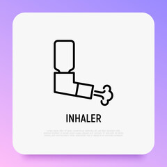 Inhaler thin line icon. Medical equipment for asthma. Modern vector illustration.