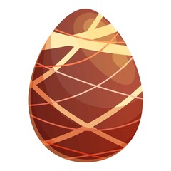 Line chocolate egg icon cartoon vector. Candy brown. Dark milk egg