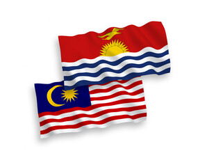 Flags of Republic of Kiribati and Malaysia on a white background
