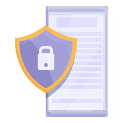 Smartphone privacy icon cartoon vector. Data policy. Secure private