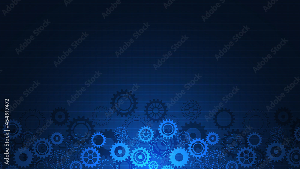 Poster cogs and gear wheel mechanisms. concepts and ideas for hi-tech digital technology and engineering de