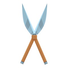 Garden scissors icon cartoon vector. Tree hedge. Trim bush