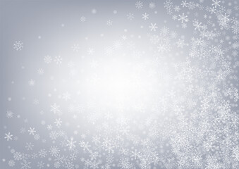 White Snow Vector Gray Background. Xmas Snowfall