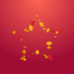 Autumnal Leaf Vector Red Background. Shape Leaves