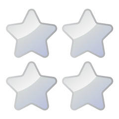 Four Silver Shiny Stars - Amazing vector icon of four silver rounded stars suitable for game, animation, apps, icon, sign, sticker, children book, decoration, and illustration in general - Vector Icon