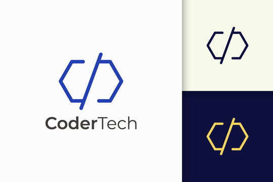 Programmer or developer logo in simple and modern for tech company