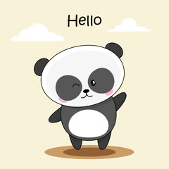 Cute panda says hello