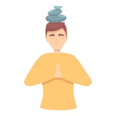 Zen mind icon cartoon vector. Work concentration. Think meditate