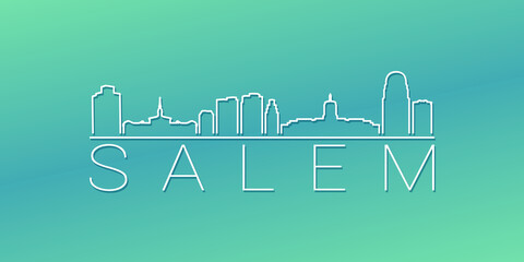 Fototapeta premium Salem, OR, USA Skyline Linear Design. Flat City Illustration Minimal Clip Art. Background Gradient Travel Vector Icon.