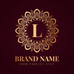 Gold color luxury letter l brand logo design template