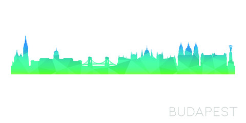 Budapest, Hungary Low Poly Skyline Clip Art City Design. Geometric Polygon Graphic Horizon Icon. Vector Illustration Symbol.