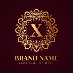 Gold color luxury letter x brand logo design template