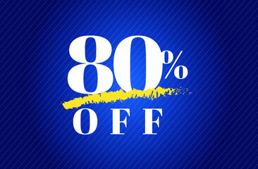 80% off tag eighty percent discount black friday sale white letter blue gradient  background