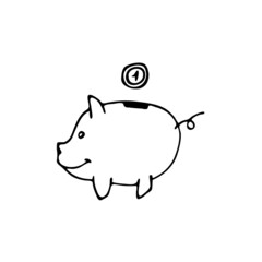 Vector Illustration Of A Sketch-Piggy Bank. Doodle image of piggy bank.  