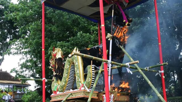 Ngaben tradition burning bodies at  Bali