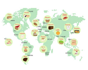 世界各国のいろいろなスイーツの地図